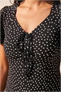 Black Petite Polka Dot Drawstring Midi Dress , Image 4 of 4