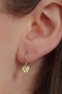 Champagne Sterling Silver CZ Heart Huggie Hoops, Image 2 of 2