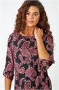 Red Paisley Border Print Stretch Tunic Top, Image 4 of 5