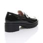 Black AJVANI Black Flat Chunky Heeled Penny Loafers, Image 4 of 5