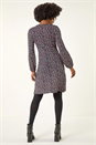 Navy  Ditsy Floral Print Stretch Dress, Image 4 of 5