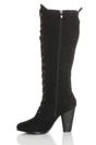 Black High Heel Lace Up Victorian Style Knee Boots, Image 3 of 6