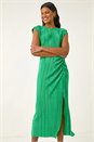 Green Plisse Cowl Back Midi Dress, Image 1 of 5