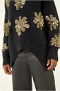 Black Floral Sequin Knit Jumper, Image 5 of 5