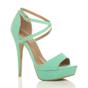 Mint AJVANI Mint High Heel Crossed Straps Platform Sandals, Image 1 of 6