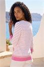 Pink Stripe Floral Print Stretch Top, Image 3 of 4