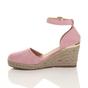 Light Pink AJVANI Light Pink Mid Wedge Heel Ankle Strap Espadrille Sandals, Image 3 of 6