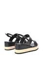 Black XY LONDON Black 'Ally' Low Heel Platform Wedge Espadrill  Slingback Sandals, Image 4 of 5