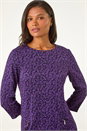 Purple Leaf Print Zip Pocket Detail Dress, Image 4 of 5