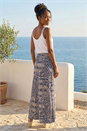 Navy  Abstract Print Midi Skirt, Image 3 of 4