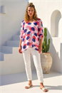 Pink Abstract Wrap Hem Top, Image 2 of 4