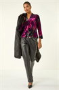 Pink Floral Velvet Stretch Top, Image 3 of 5