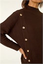 Chocolate Side Buttoned Knit Jumper, Image 5 of 5