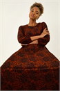 Rust Speckled A-Line Stretch Midi Dress, Image 2 of 5