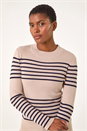 Camel  Stripe Ribbed Crew Jumper, Image 4 of 5