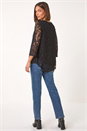 Black Burnout Print Asymmetric Stretch Top, Image 3 of 5