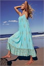 Aqua Dusk Paisley Foil Maxi Dress , Image 2 of 4
