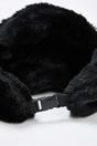 Black Faux Fur Buckle Detail Trapper Hat, Image 2 of 3