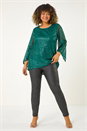 Forest  Curve Sequin Flared Sleeve Top, Image 2 of 5