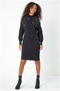 Black Dusk Sparkly Split Sleeve Jumper Dress, Image 3 of 5
