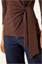 Chocolate Textured Asymmetric Wrap Top, Image 5 of 5