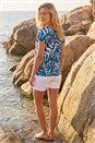 Blue Abstract Wave Print Stretch Top, Image 3 of 4