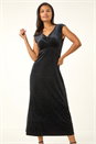 Teal Glitter Velvet Maxi Stretch Dress, Image 4 of 5