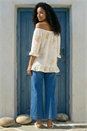 Ivory  Floral Embroidered Bardot Top, Image 3 of 4