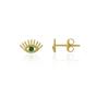 Gold Emerald Color Eye Stud Earring Sterling Silver, Image 1 of 1