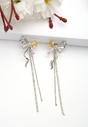 Silver Diva Collection Bow Chain Dangle Earrings, Image 2 of 5