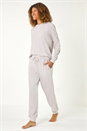 Light Grey Velour Hoodie Lounge Set, Image 3 of 8
