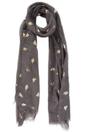 Dark Grey Sarta Dark Grey Bee Print Lightweight Foil Scarf, Image 2 of 3