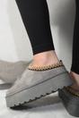 Grey iKrush Grey Jolene Aztec Detail Low Ankle Platform Slipper Boots, Image 8 of 8