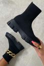Black Black Cleated Pull On Knit Chunky Sole Sock Ankle Boots - Melissa, Image 1 of 2