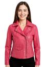 Fuchsia Classic Brando Biker Leather Jacket, Image 1 of 8
