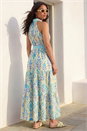 Blue Leafy Tiered Maxi Dress, Image 3 of 4