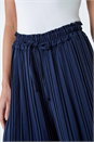 Navy  Petite Pleated Elastic Waist Wide Leg Trousers, Image 4 of 6