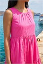 Pink Petite Cotton Tiered Smock Dress , Image 4 of 4