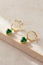 Green Gold CZ Heart Huggie Hoops, Image 2 of 2