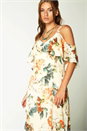 ORANGE Floral Cold Shoulder Chiffon Maxi Dress, Image 3 of 4
