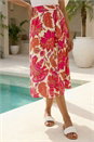 Red Petite Paisley Woven Midi Skirt, Image 1 of 4