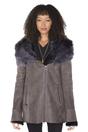 Grey Hooded Merino Sheepskin Coat-Monrovia, Image 1 of 5