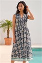 Navy Petite Button Down Dress, Image 1 of 4