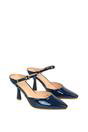 Navy XY LONDON Navy 'Daisy-May' High Heel Mules With Pointed Toe, Image 5 of 6