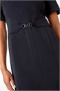 Black Petite Belted Shift Stretch Dress, Image 5 of 5