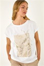 Ivory Daffodil Print Cotton Tee, Image 1 of 5