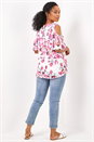 Pink Petite Floral Print Cold Shoulder Chiffon Top, Image 2 of 4