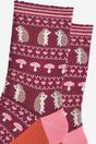 Pink Hedgehog Fair Isle Bamboo Socks, Image 3 of 5