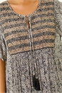 Grey Curve Tassel Trim Printed Dress, Image 5 of 5