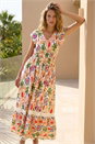 ORANGE Abstract Button Down Maxi Dress, Image 1 of 4